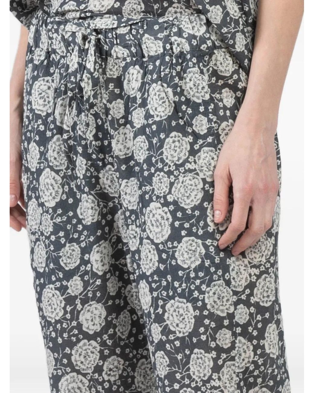Xirena Gray Floral-Print Drawstring Trousers