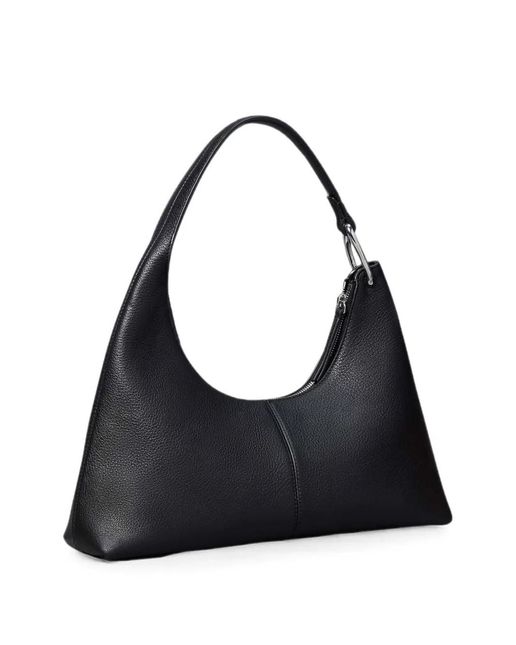 Calvin Klein Black Grained-Effect Curved Tote Bag