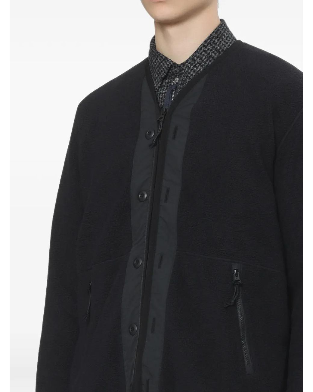 Comme des Garçons Black Contrast-Trim Fleece-Texture Cardigan for men