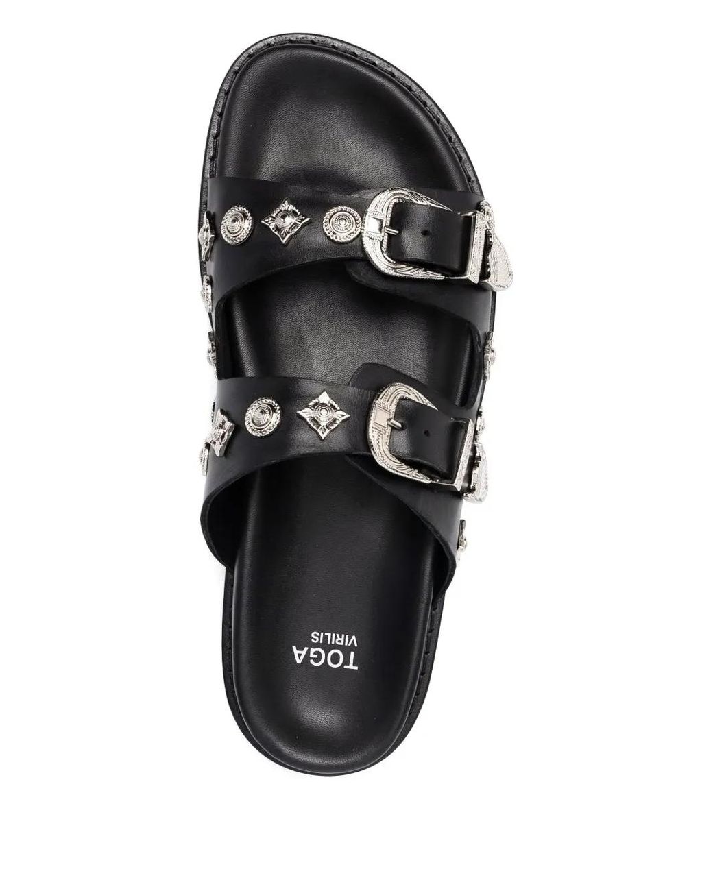 Toga Virilis Black Buckle Strap Sandals for men