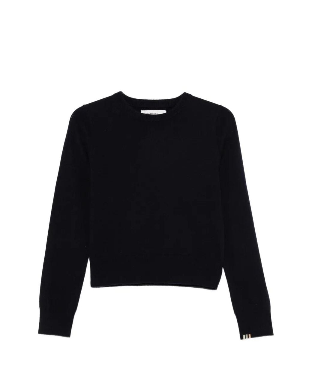 Extreme Cashmere Black February Fine-Knit Round-Neck Sweater