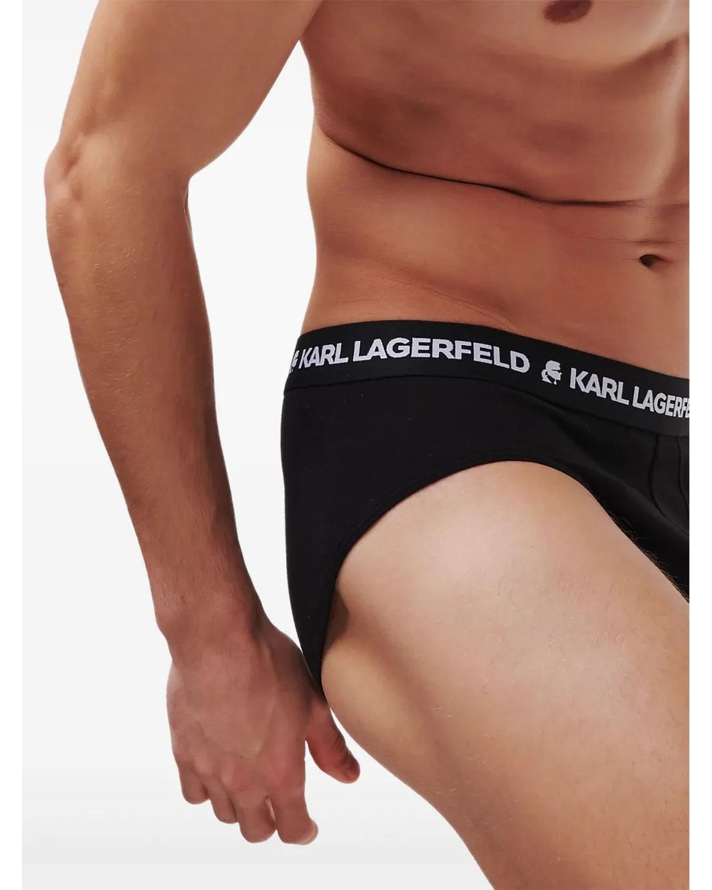Karl Lagerfeld Black Logo-Waistband Briefs (Pack Of Three) for men