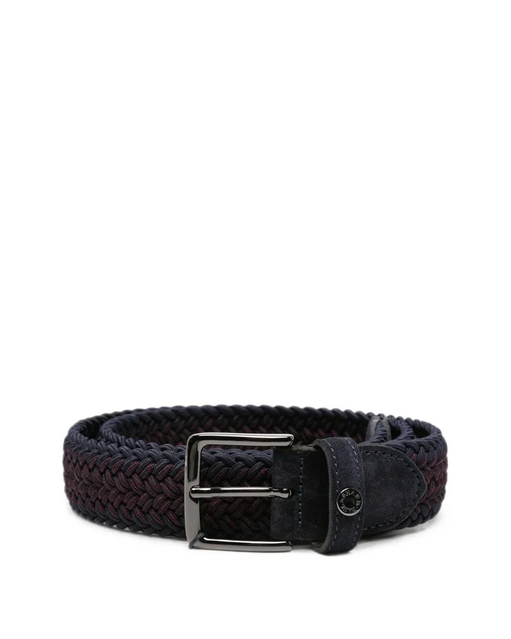 Paul & Shark Black Braided Suede-Trimmed Belt for men