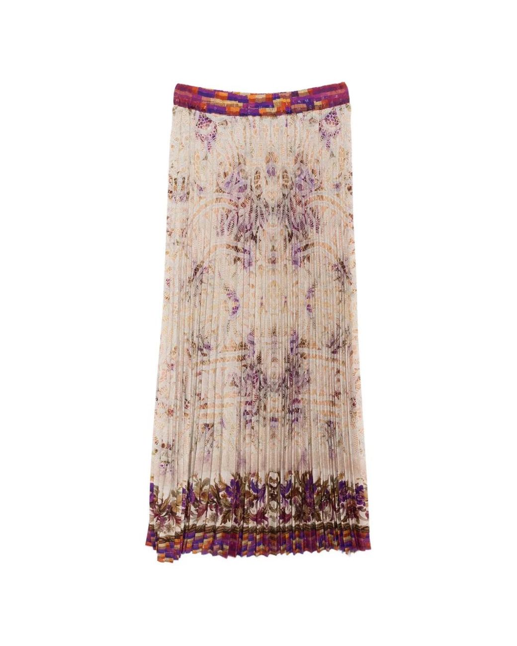 Pierre Louis Mascia Natural Ceto Pleated Floral Skirt
