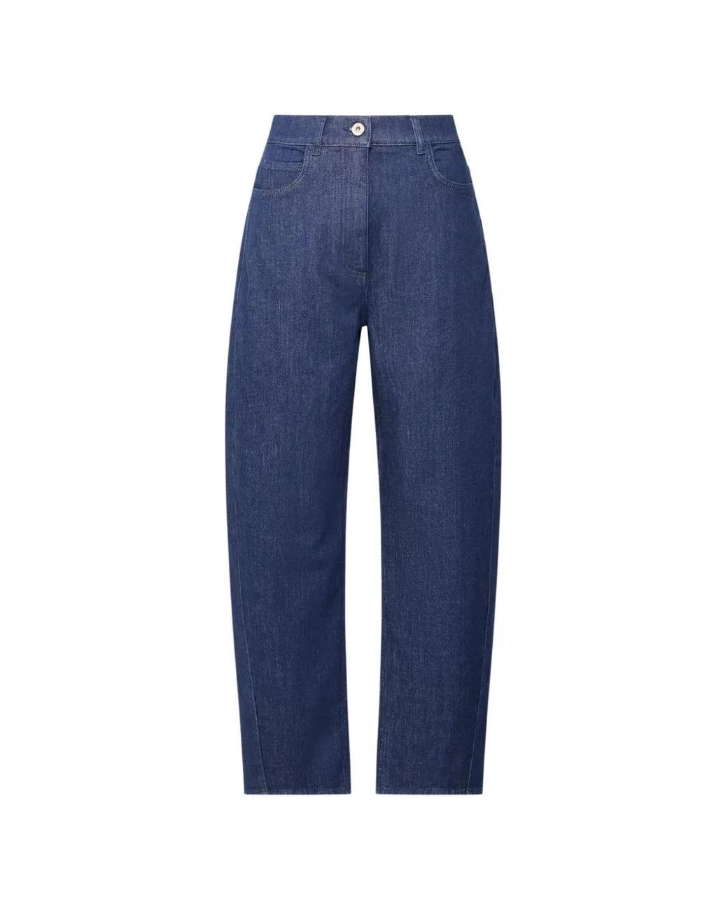 Another Tomorrow Blue Seam-Detail Curved Jeans