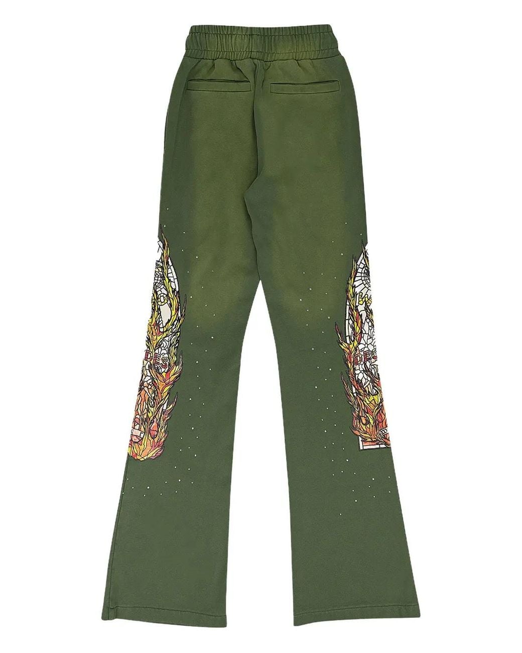 Who Decides War Green Drawstring Track Pants for men