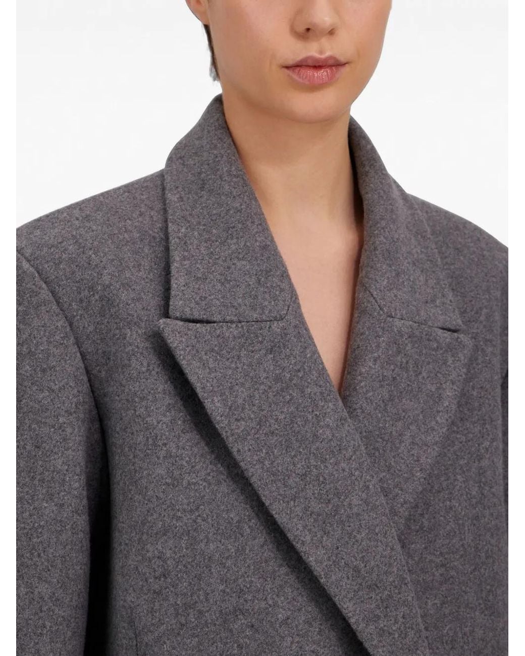 Herno Gray Double-Breasted Virgin Wool Coat