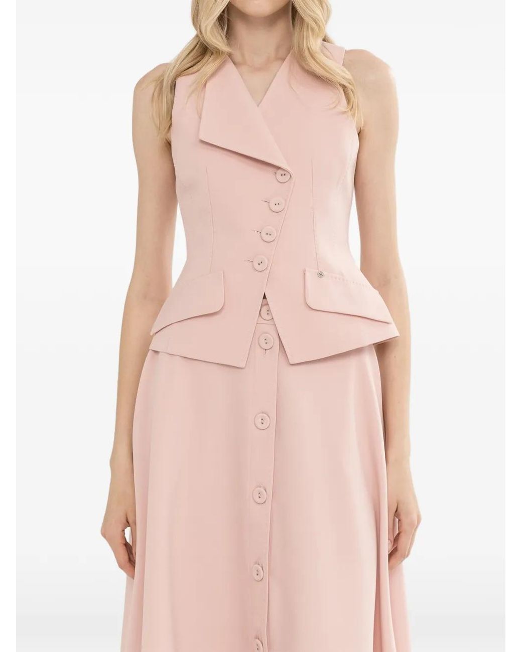 Nissa Pink Jupe Mi-Longue À Boutonnières Latérales