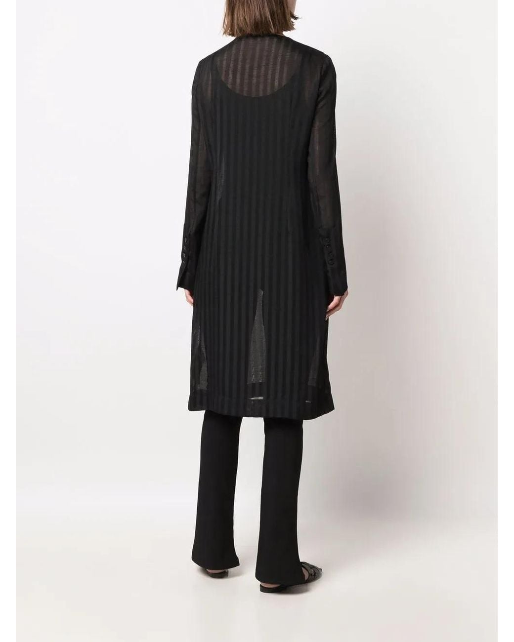 SAPIO Black Striped Sheer Oversized T-Shirt