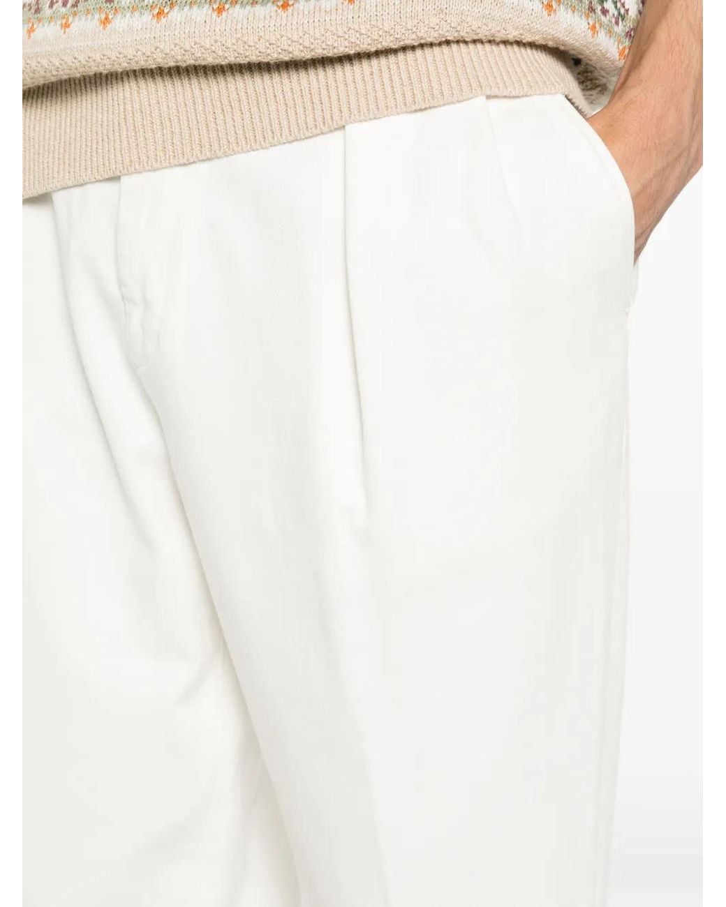 Briglia 1949 White Portobello Pleated Trousers for men