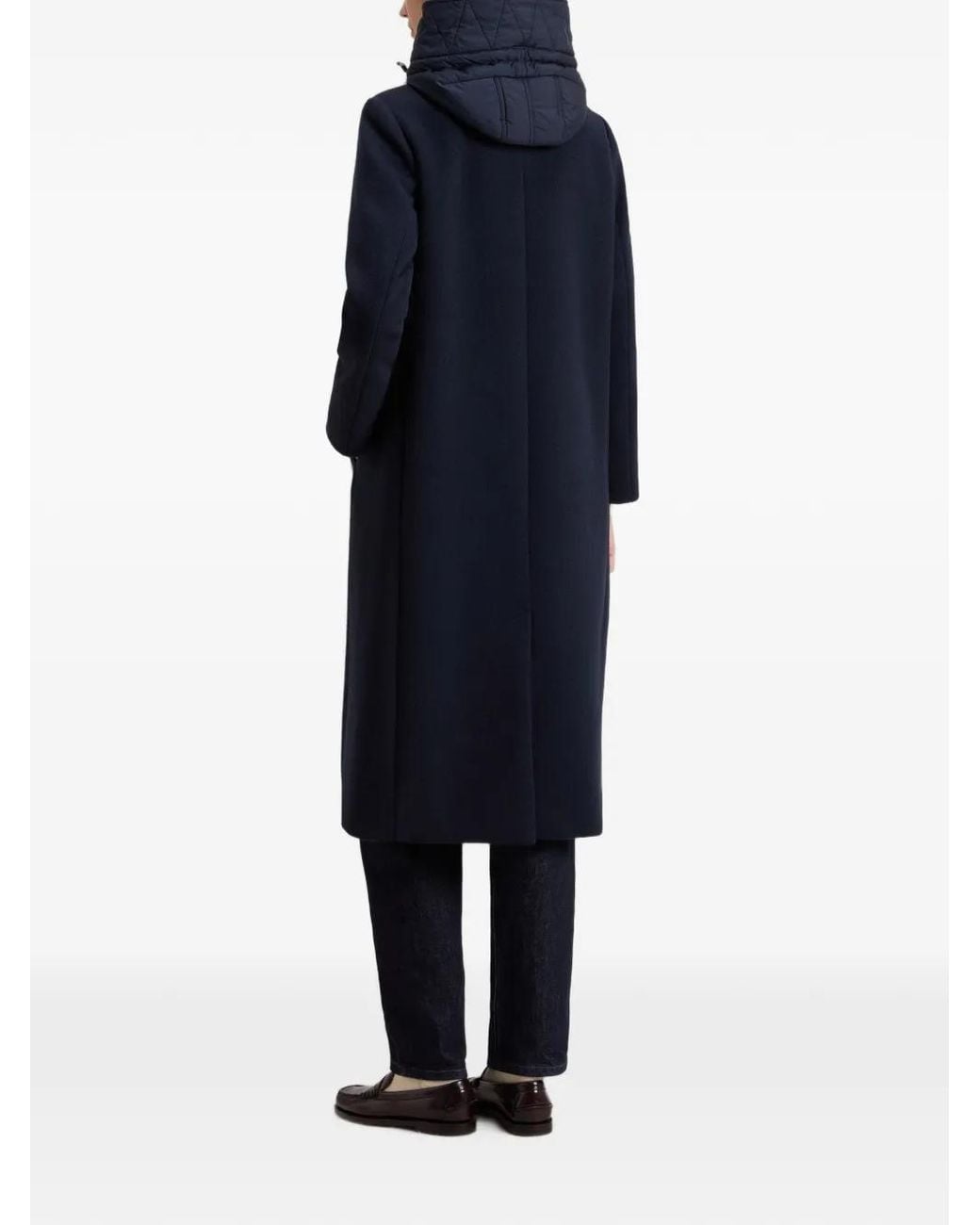 Woolrich Blue Double-Breasted Hooded Parka Coat