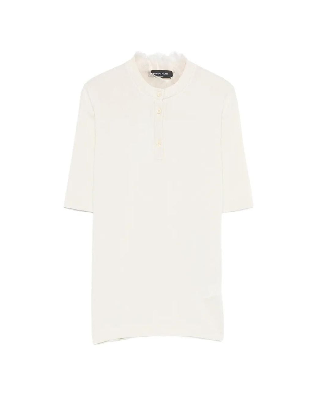 Fabiana Filippi White Ruffle-Detail Top