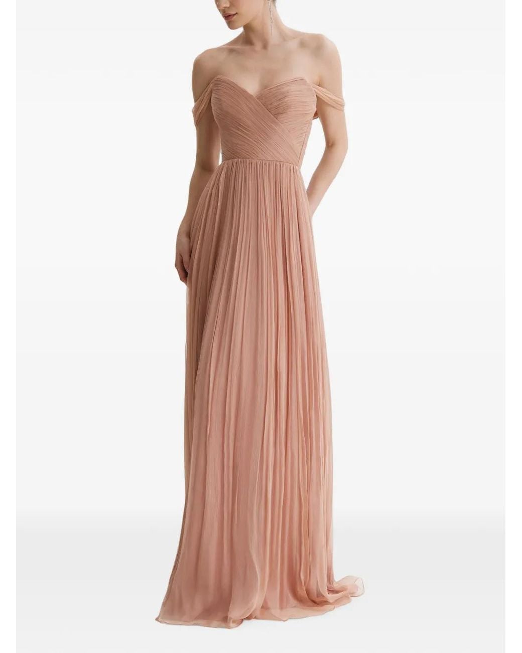 Framboise Natural Kiros Off-Shoulder Pleated Dress