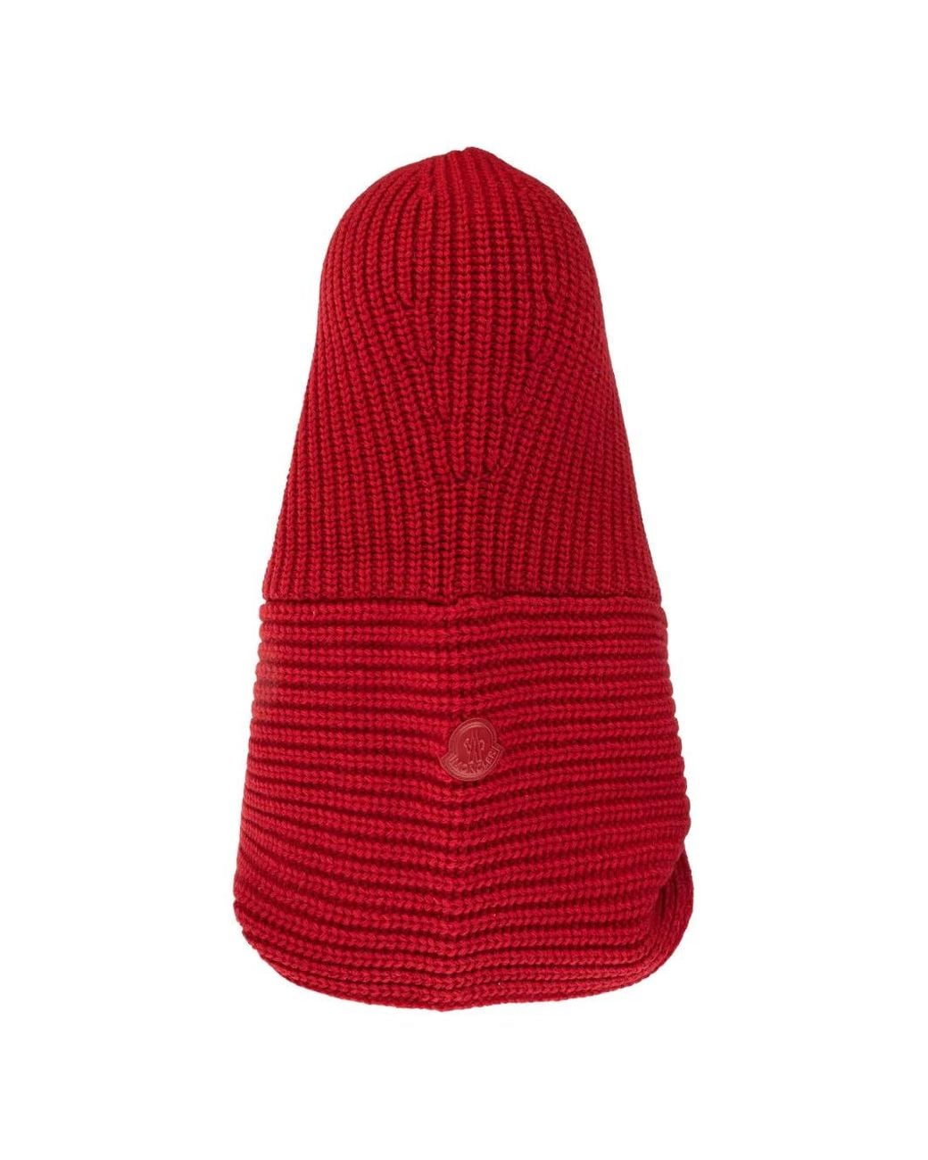 Moncler Red Ribbed-Knit Hooded Scarf