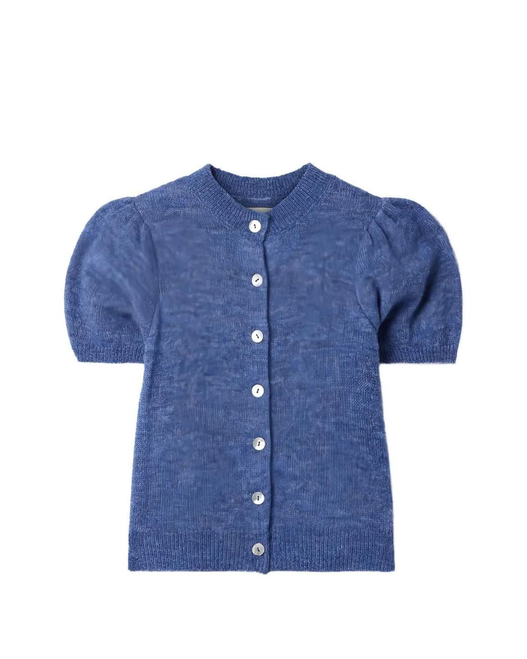 Doen Blue Anisa Puff-Sleeve Cardigan