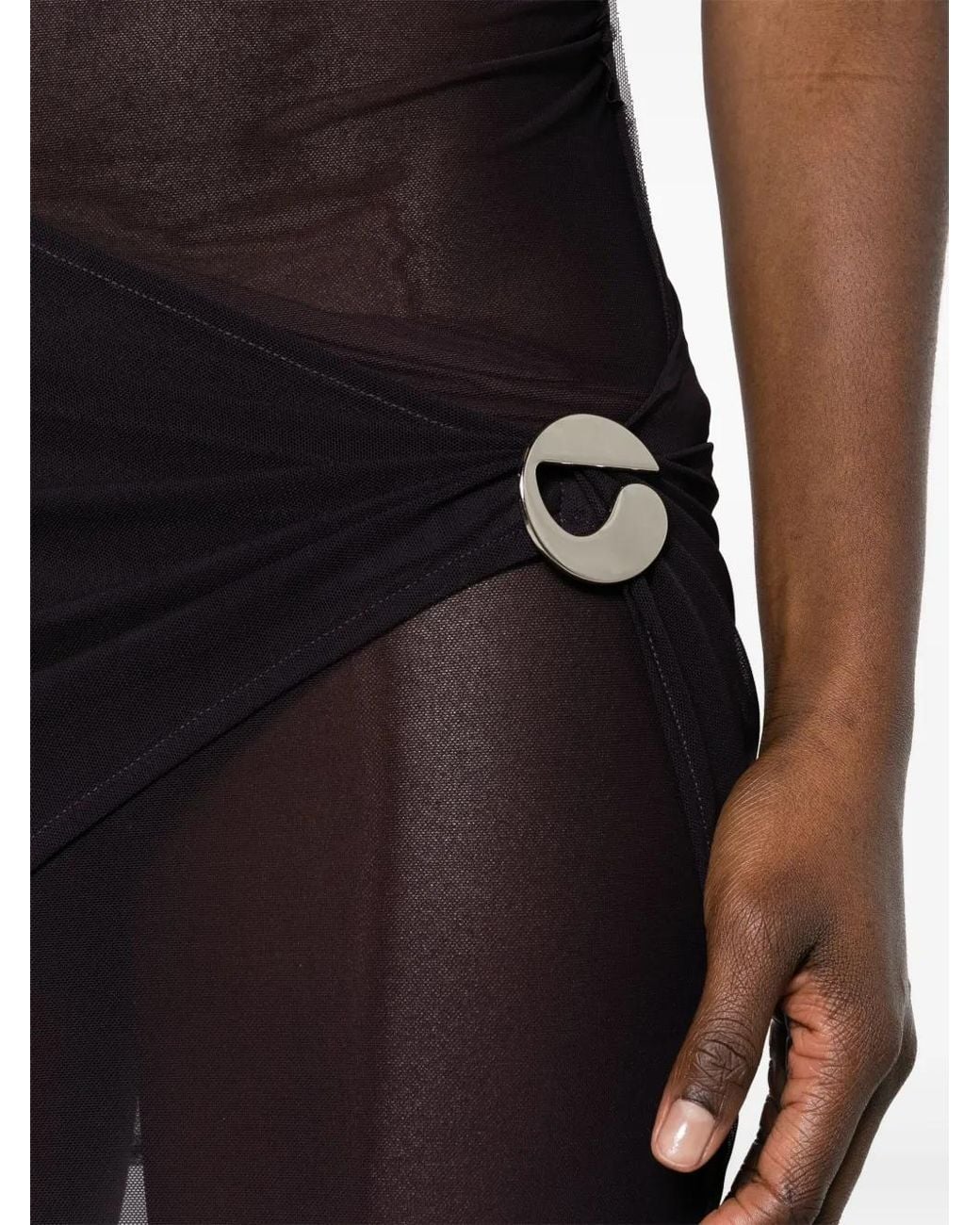 Coperni Black Asymmetric Draped Dress
