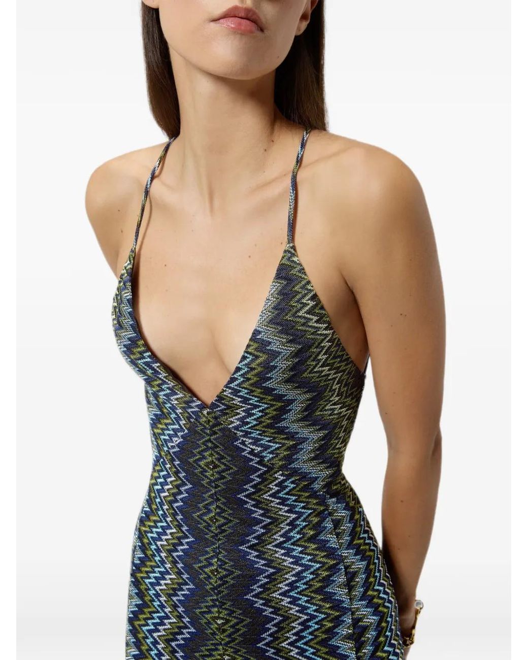 Missoni Blue Long Viscose Dress With Snake Motif