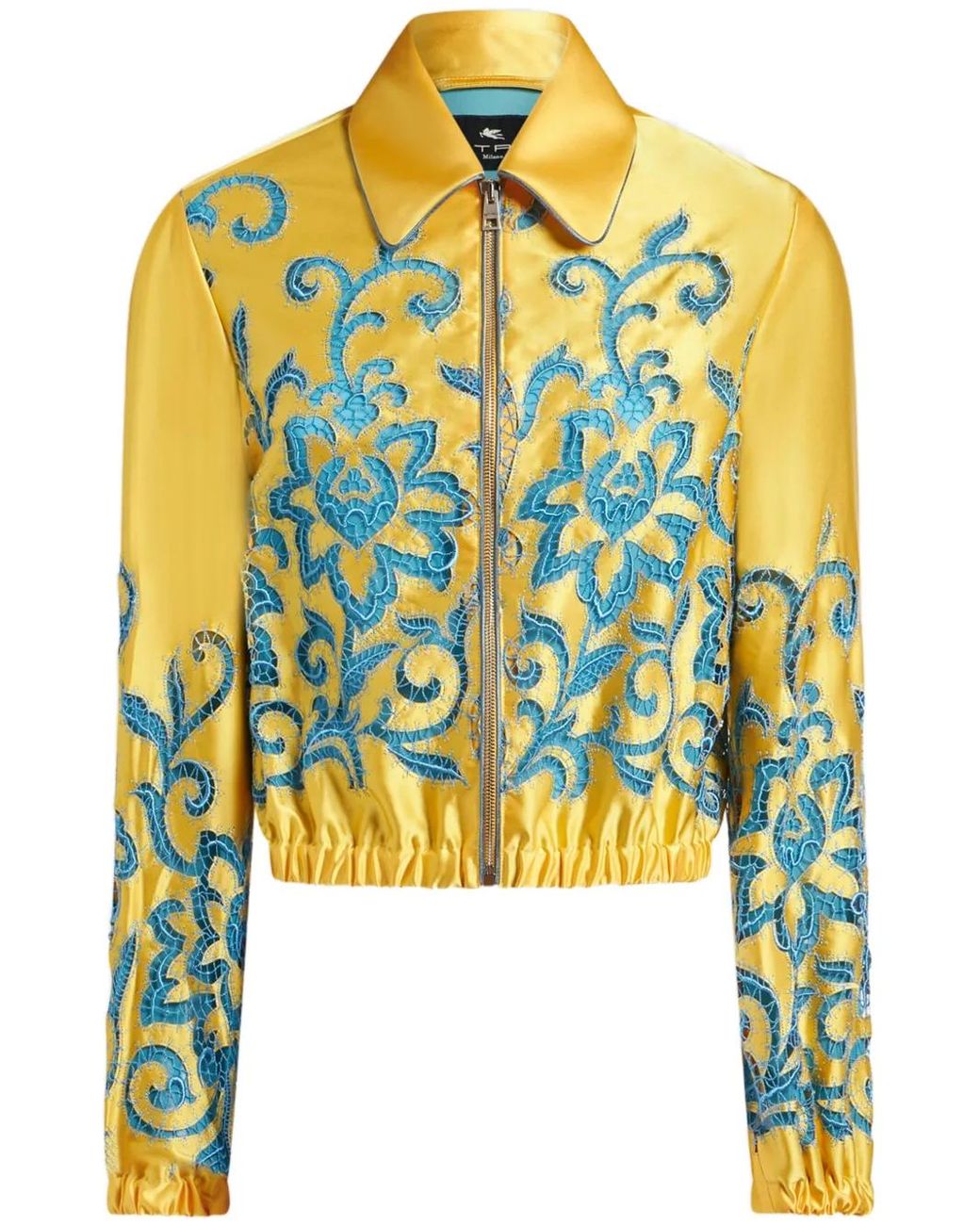 Etro Embroidered Cropped Bomber Jacket in Yellow Lyst UK