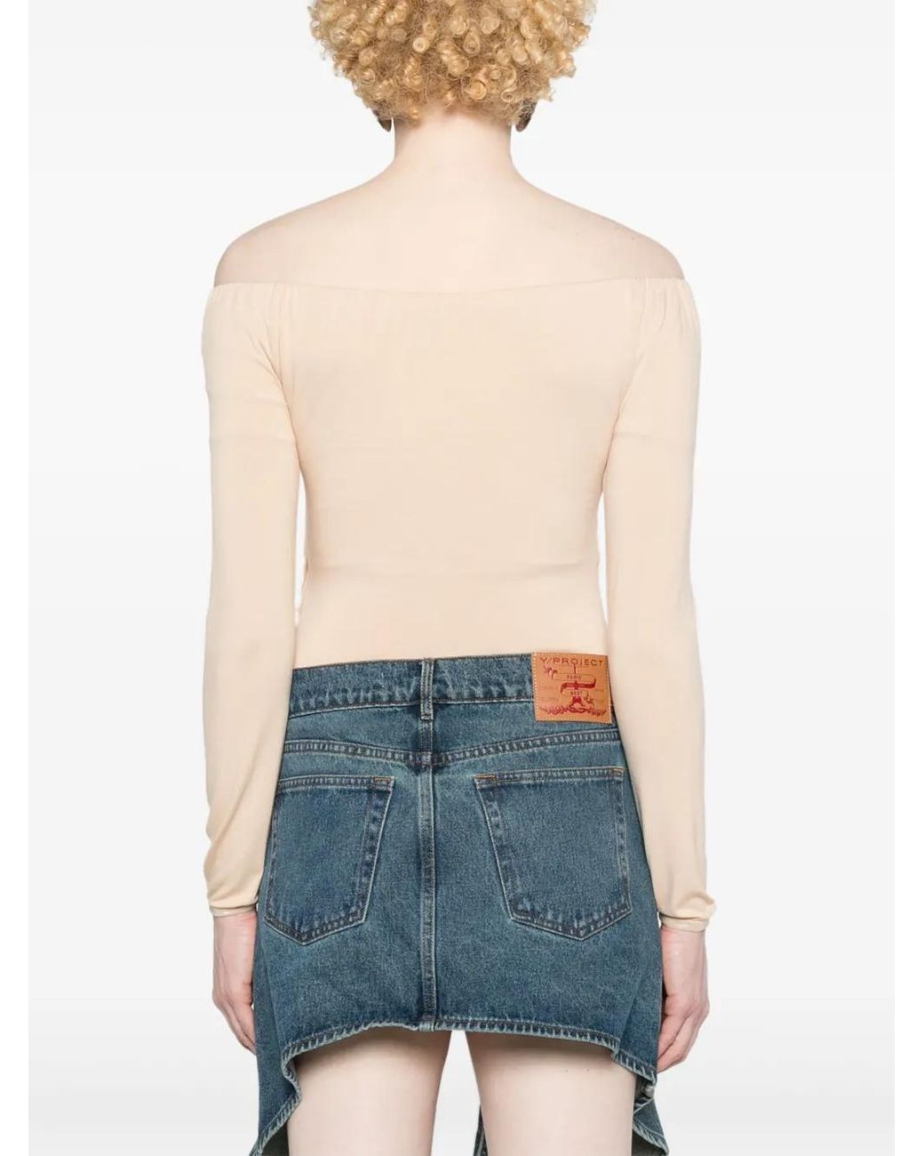 Ioana Ciolacu Natural Off-Shoulder Long-Sleeve Bodysuit