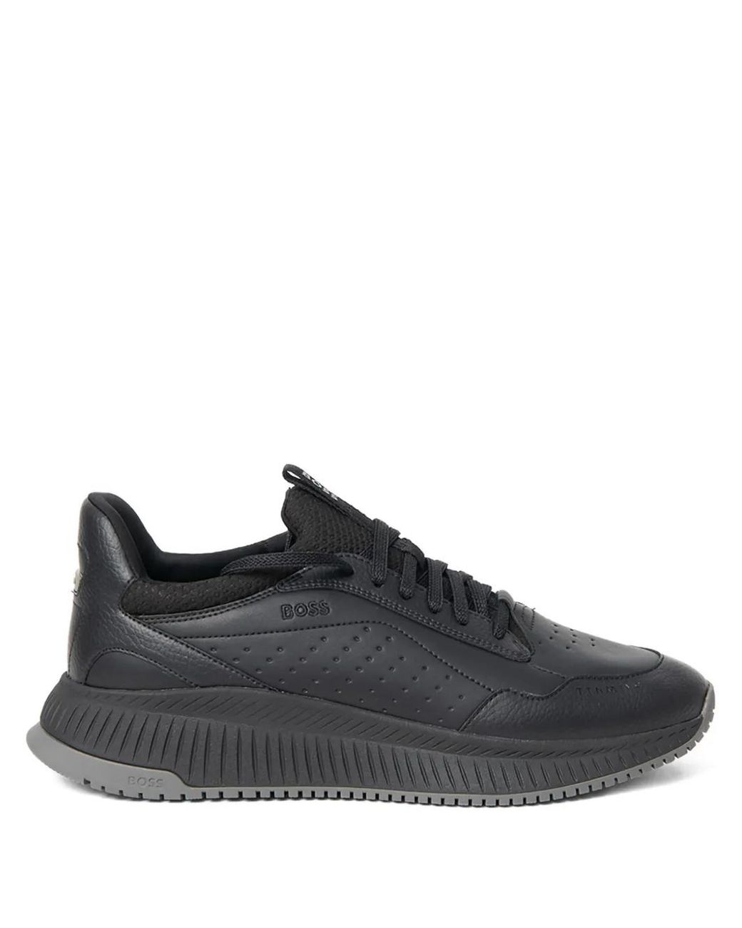 Boss Black Perforated Lace-Up Sneakers for men