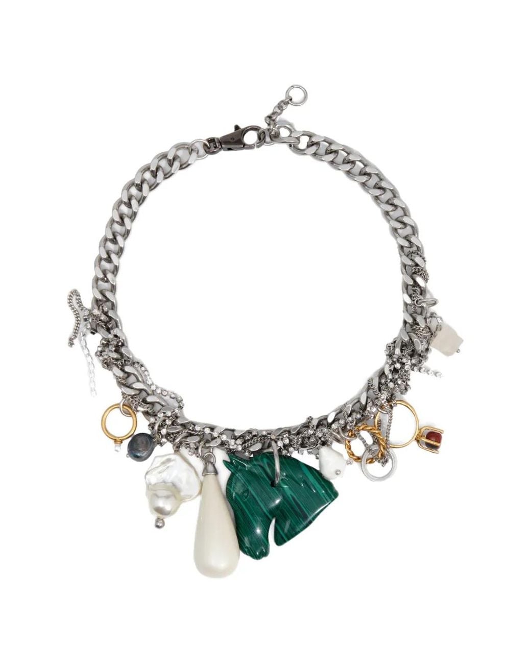 Bimba Y Lola Metallic Necklace With Pendants, Rings, Pearls And Horse