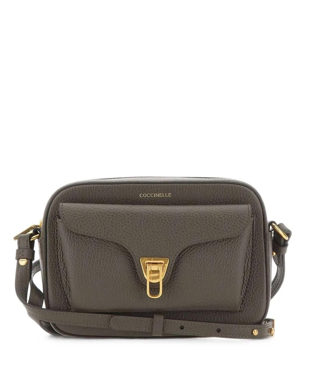 Coccinelle Gray Small Beat Logo-Print Shoulder Bag