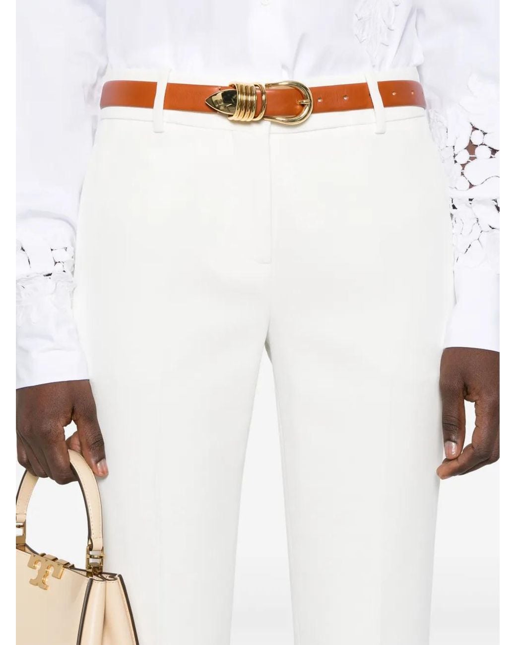 Ermanno Scervino White Tailored Straight-Leg Pants With Appeal