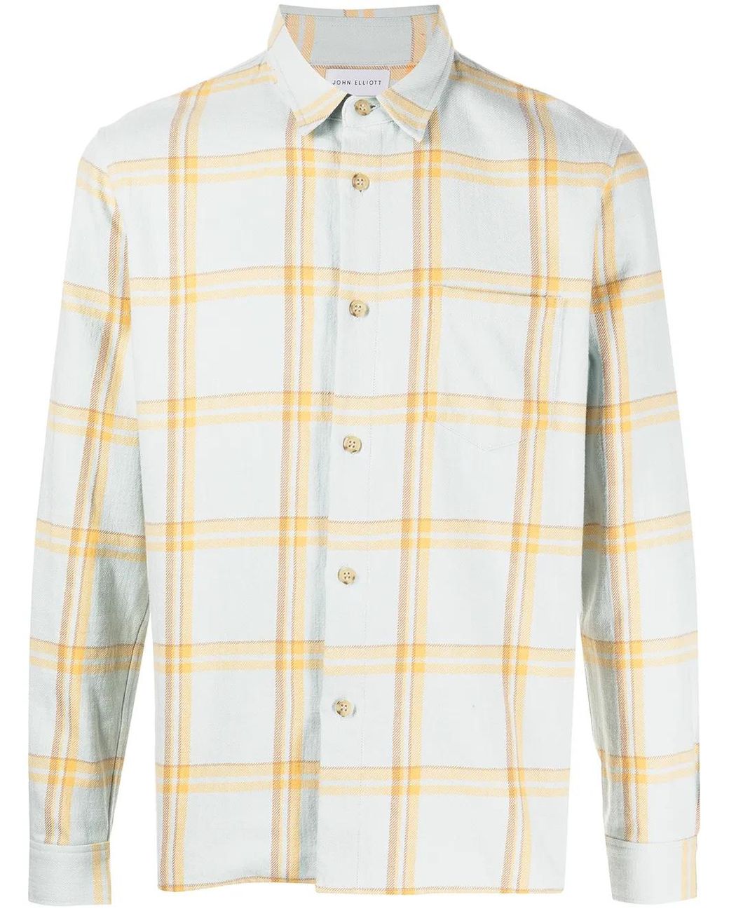 John Elliott Blue Sly Check-Print Shirt for men