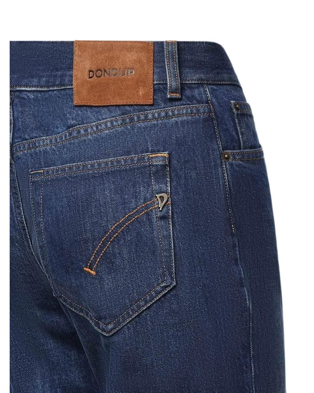 Dondup Blue Logo-Patch Straight-Leg Jeans