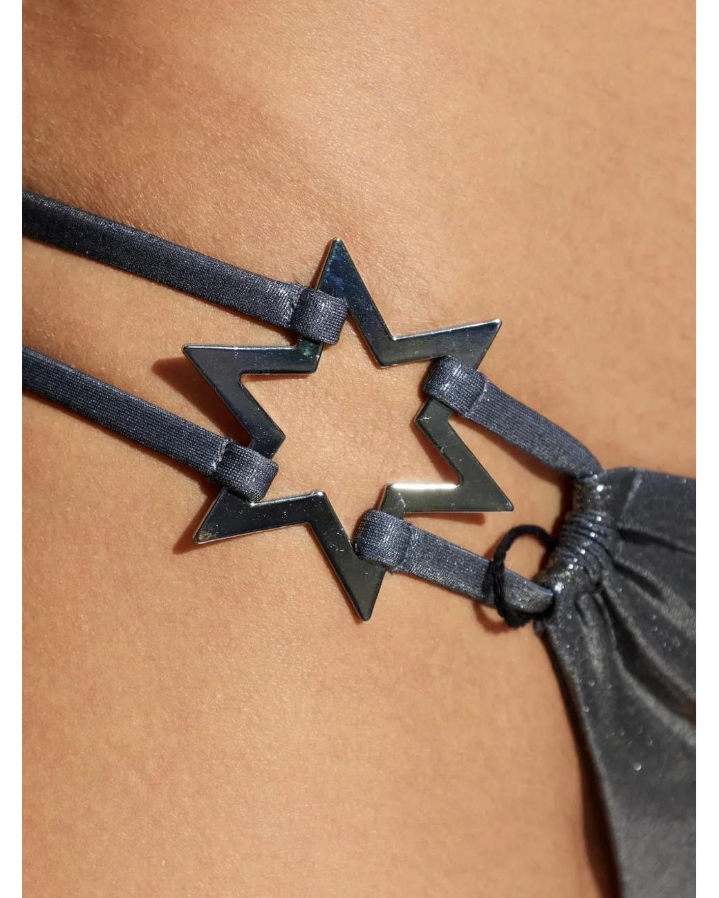 M I S B H V Gray Star-Appliqué Bikini Bottoms
