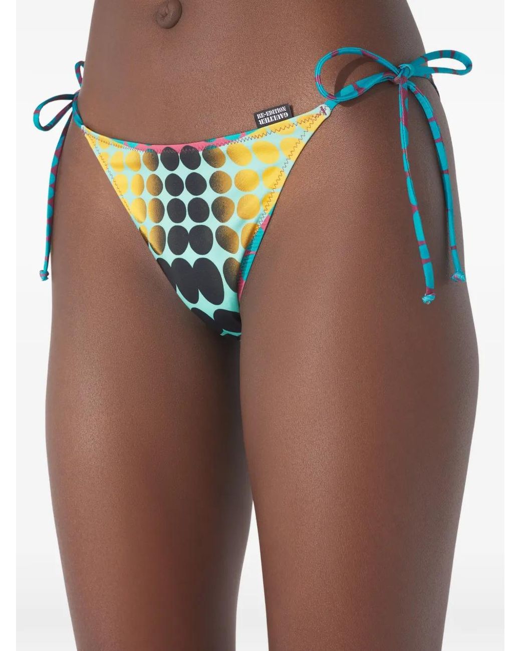 Jean Paul Gaultier Yellow Printed Tie Bikini Set