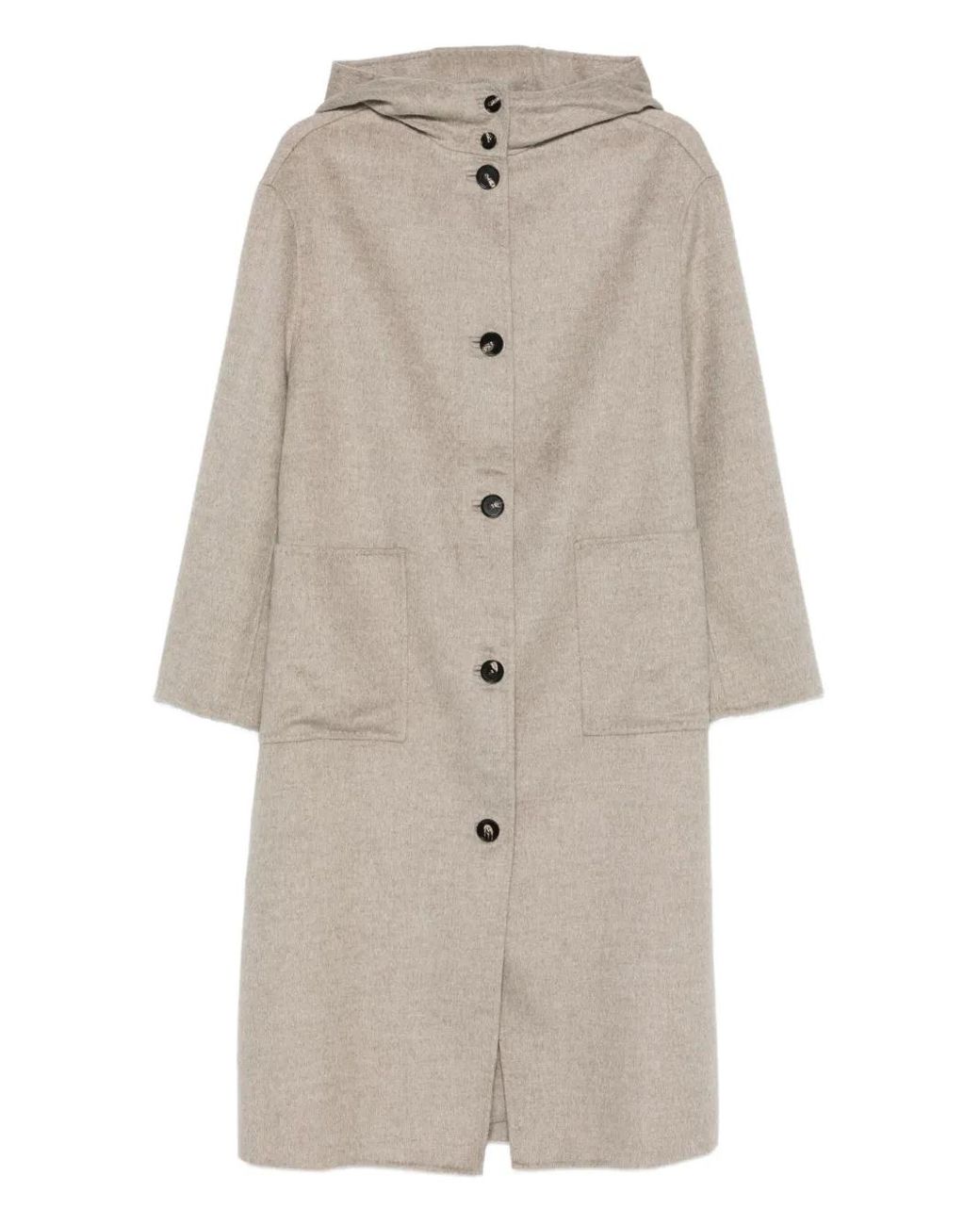 Liviana Conti Natural Hooded Button Coat