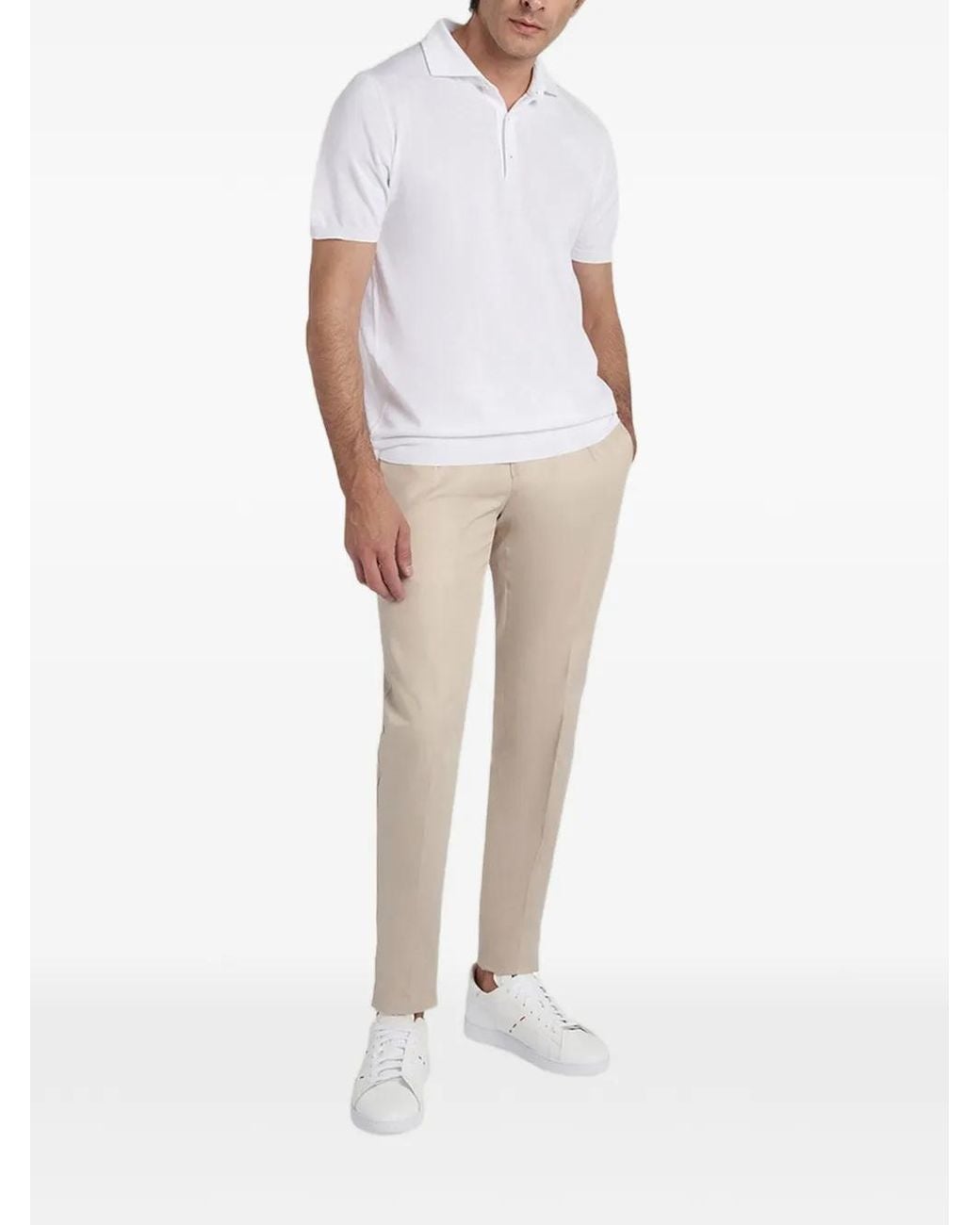 Kiton Natural Drawstring-Waist Pleated Trousers for men