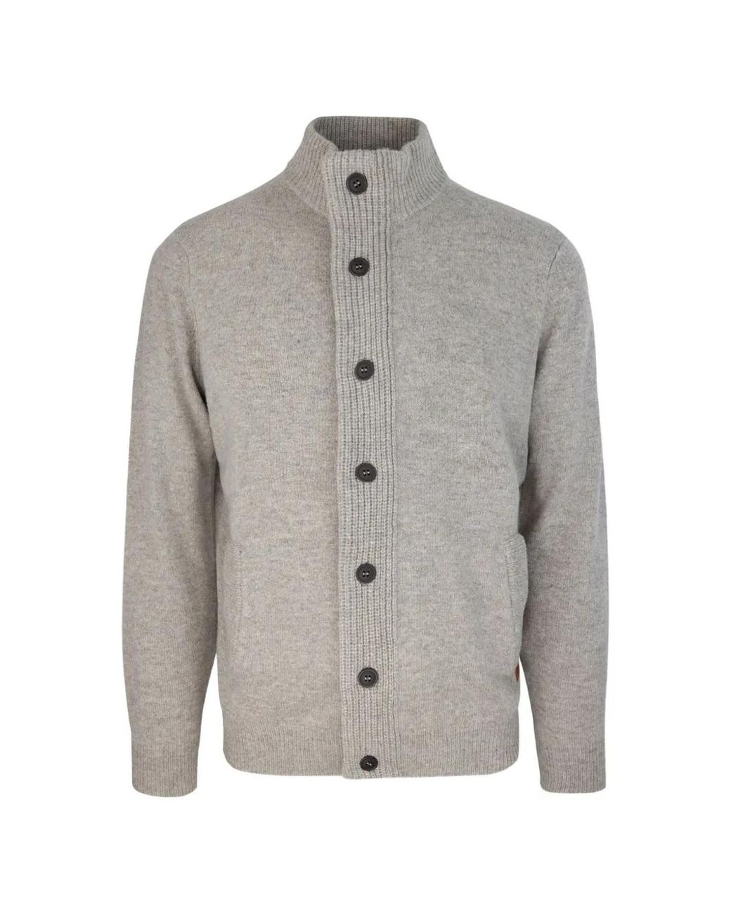 Barbour Gray Essential Elbow-Patch Button-Up Cardigan for men