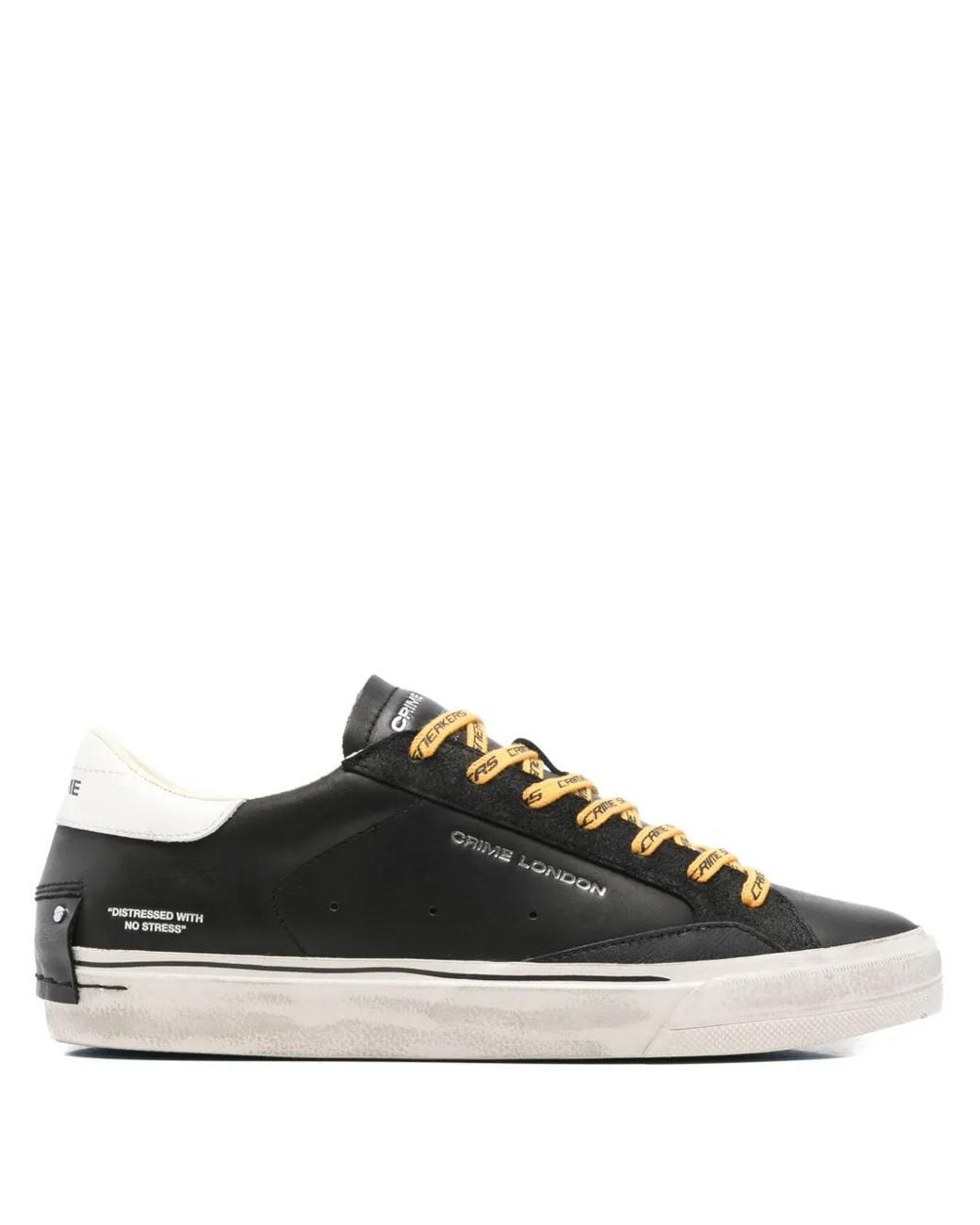 Crime London Black Leather Sneakers for men