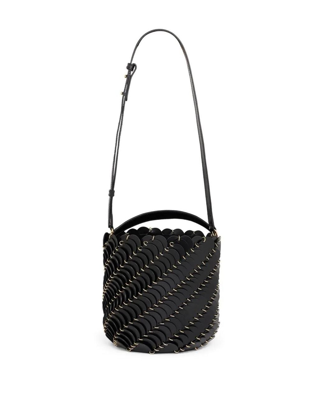 Rabanne Black Pacoïo Leather Bucket Bag