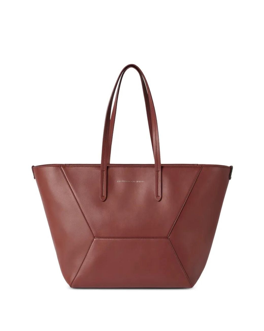 Brunello Cucinelli Red Leather Shopping Bag