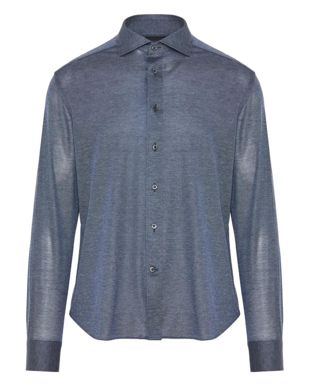 Camicia Button-Down A Maniche Lunghe di Corneliani in Blue da Uomo