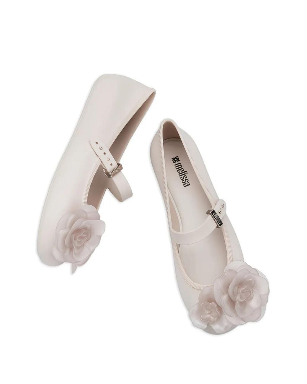 Melissa White Floral-Detail Ballet Flats
