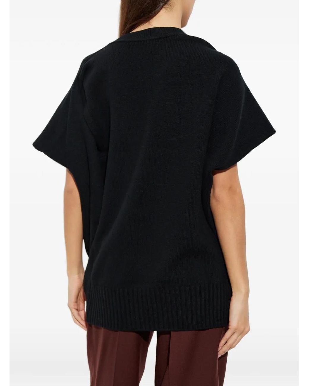 Issey Miyake Black Asymmetric V-Neck Vest