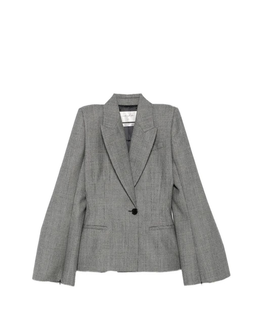 MATIERES FECALES Gray Prince Of Wales-Check Wool Jacket