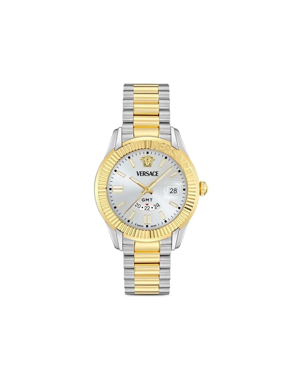 Greca Gmt Fluted 41Mm di Versace in Metallic da Uomo