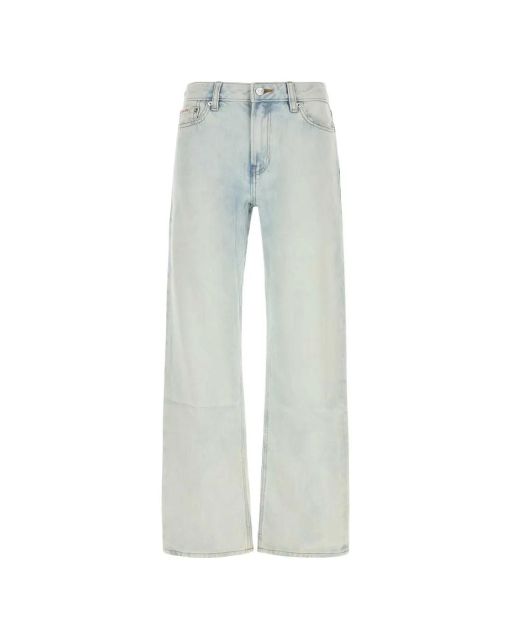 Calvin Klein Gray Logo-Patch Straight-Leg Jeans