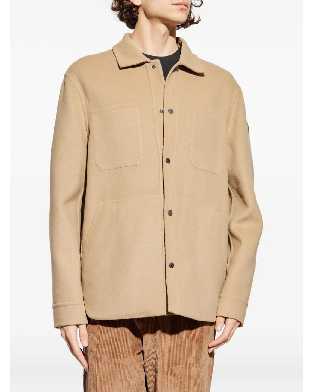 Moncler Natural Tagnit Leather-Patch Shirt Jacket for men