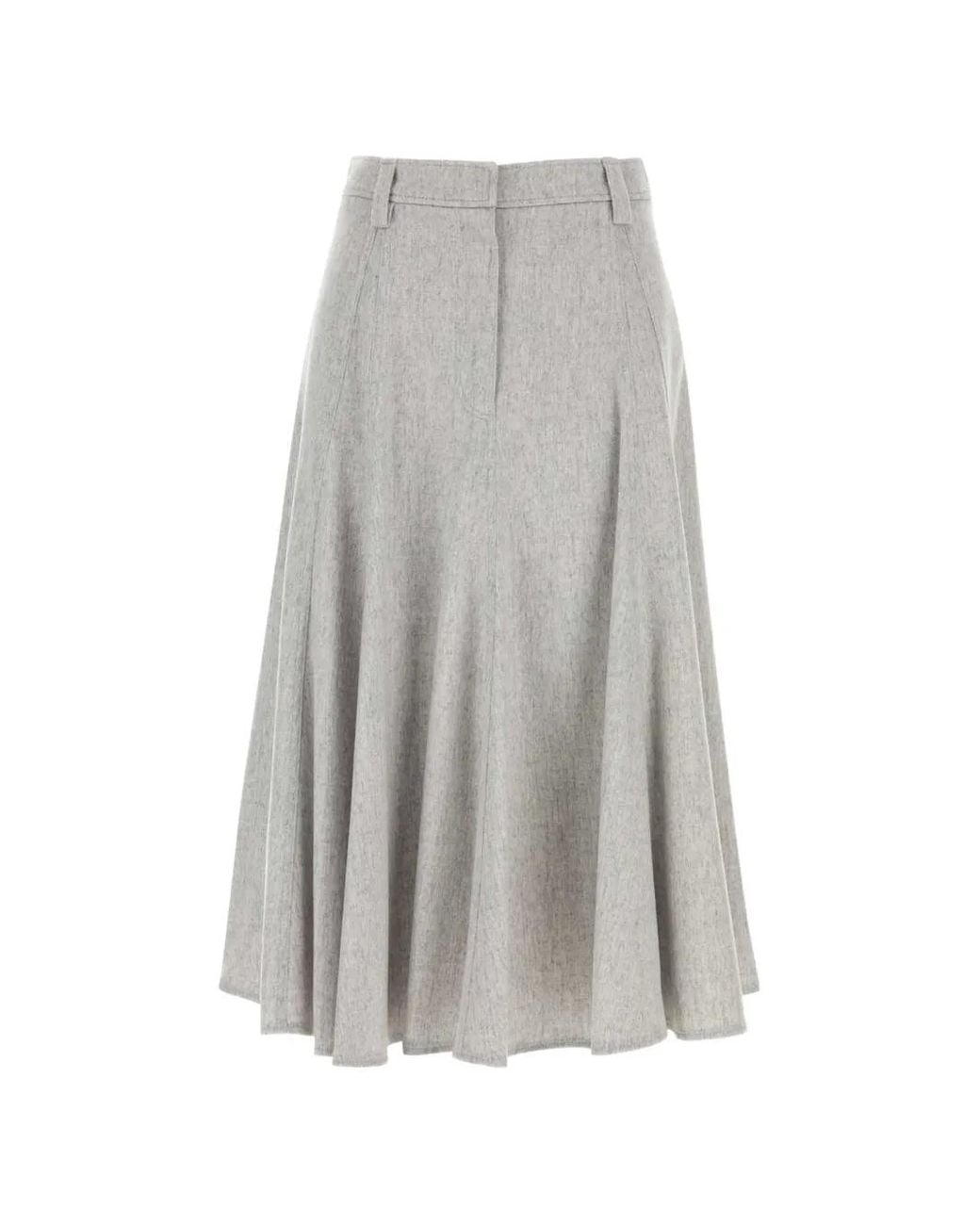 Brunello Cucinelli Gray Panelled Flared Skirt