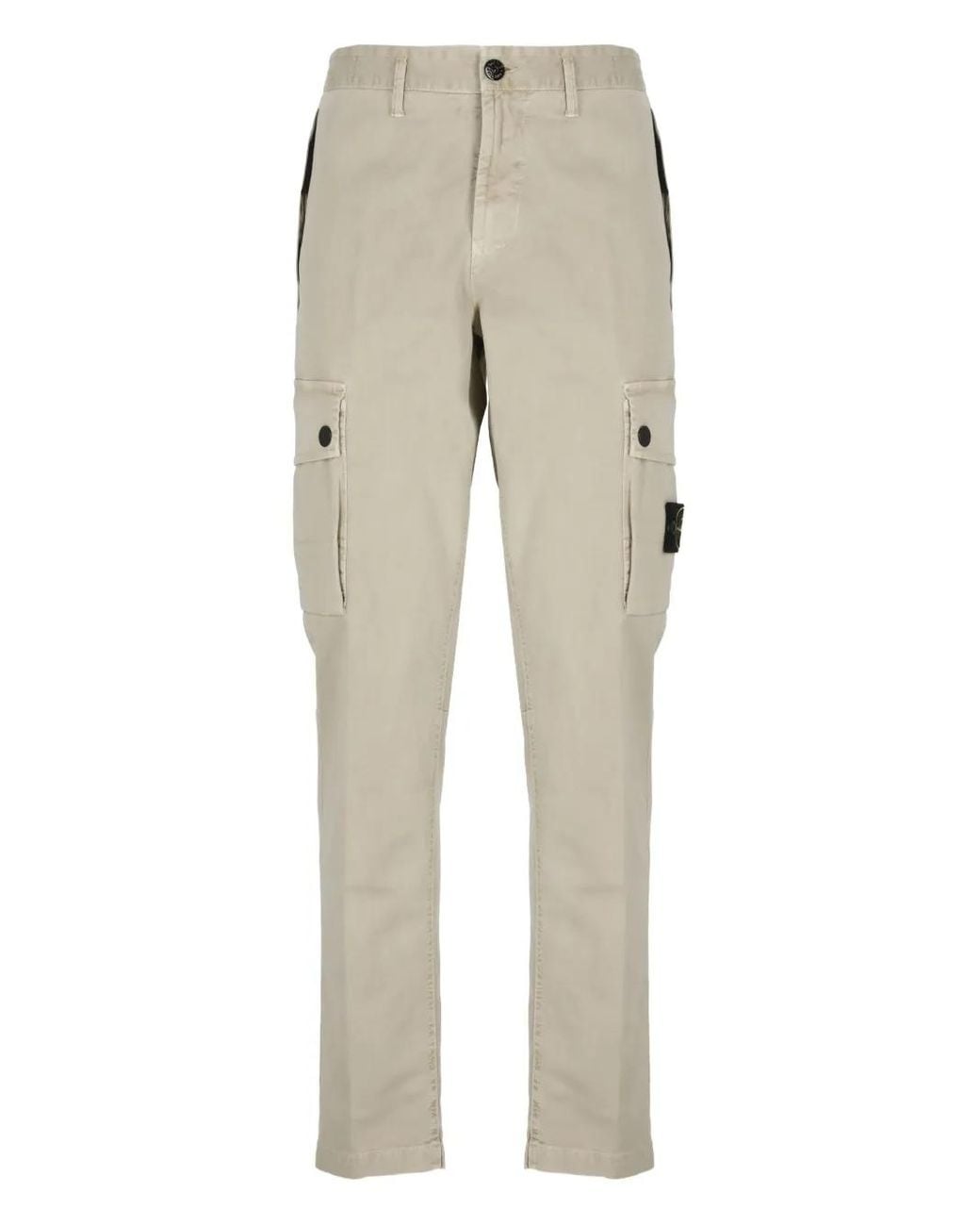 Stone Island Natural Twill Tapered Trousers for men