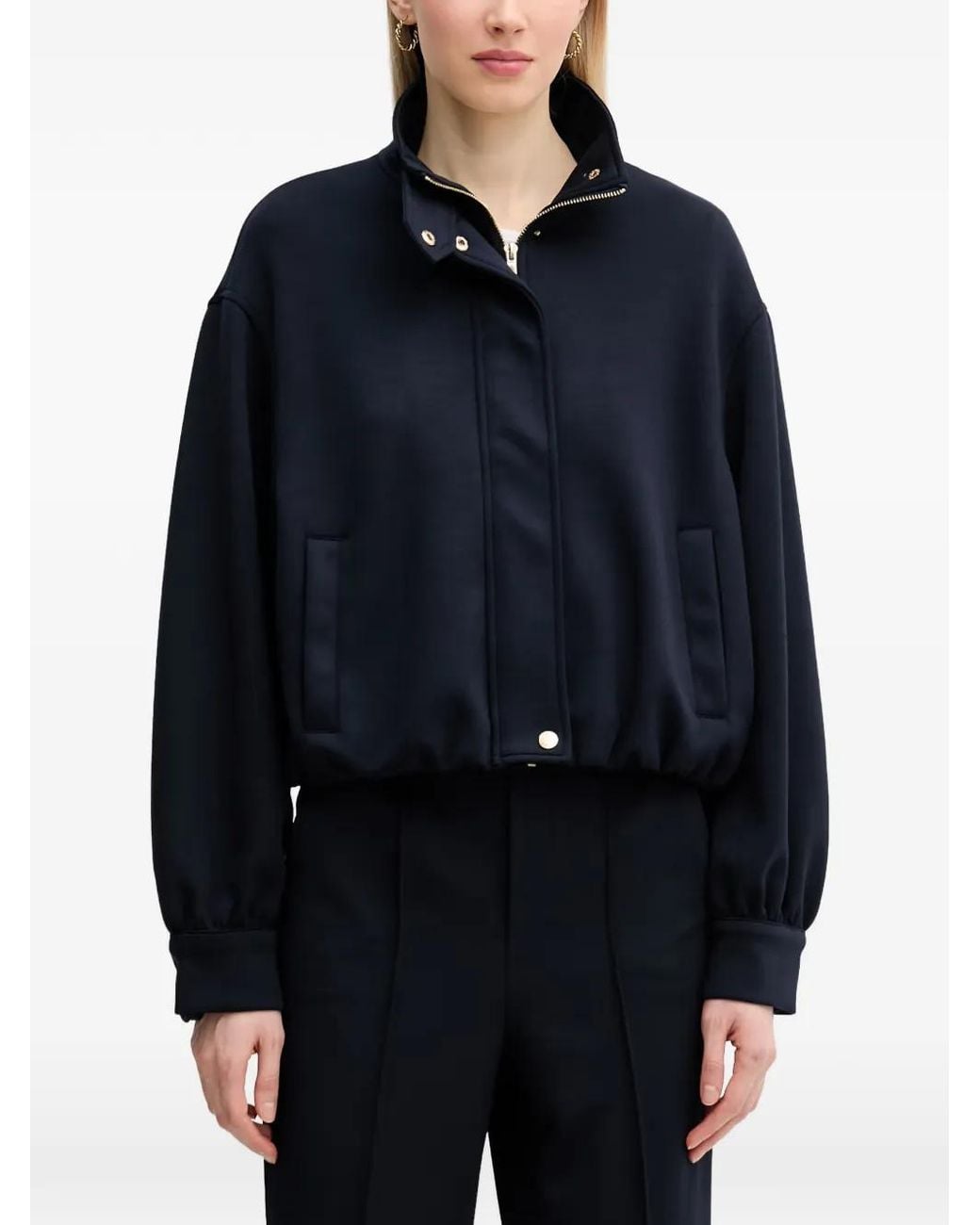 Ouí Blue High-Neck Zip-Up Bomber Jacket