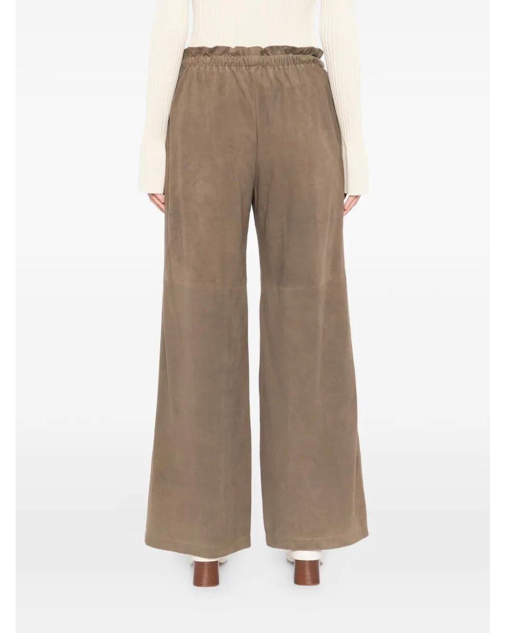 James Perse Brown Suede Paperbag Trousers