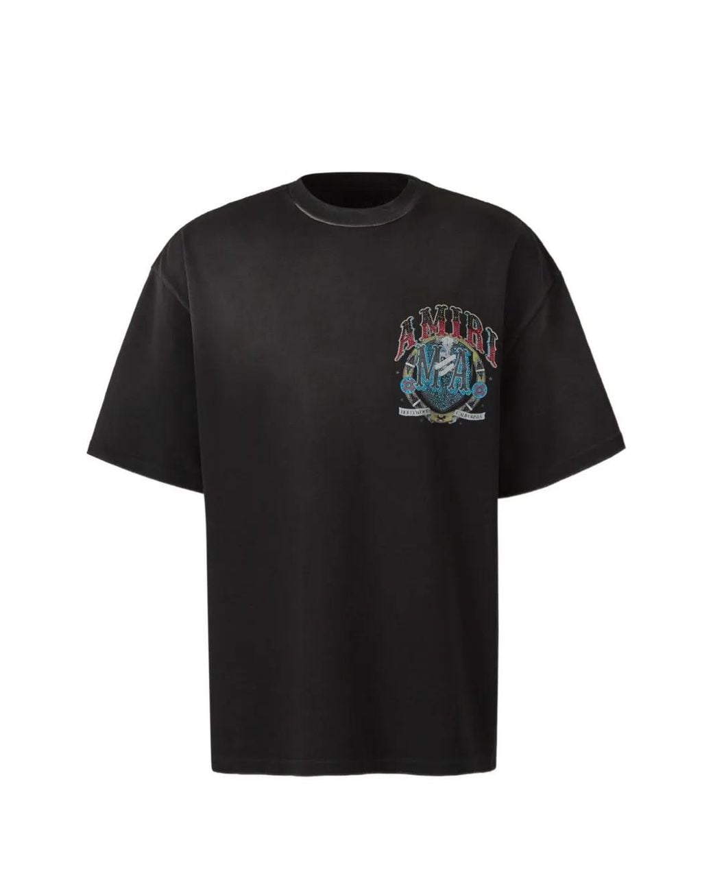 Amiri Black Crystal-Embellished Logo-Print T-Shirt for men