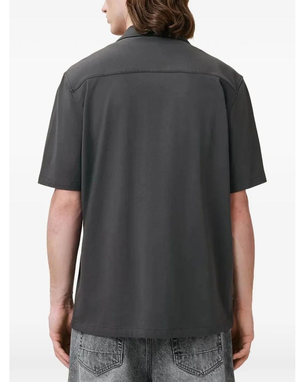 AllSaints Gray Chemise Hudson À Logo Brodé Et Manches Courtes for men
